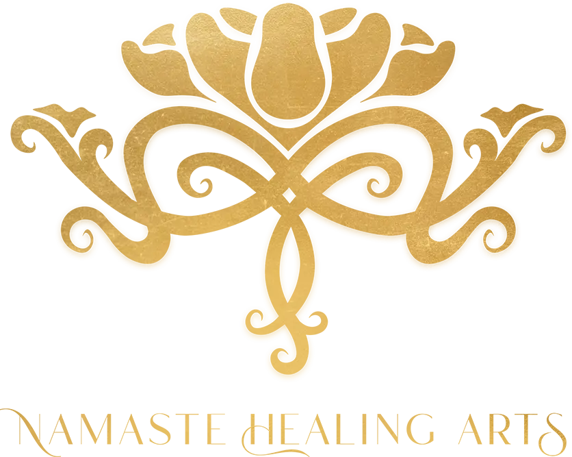 Horizontal Namaste Healing Arts Logo Golden