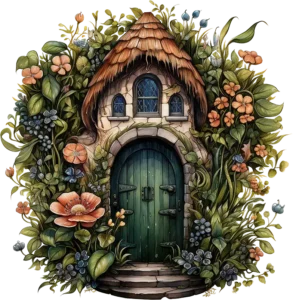 A door and house image representing a passage to a Namaste Healing Arts class.